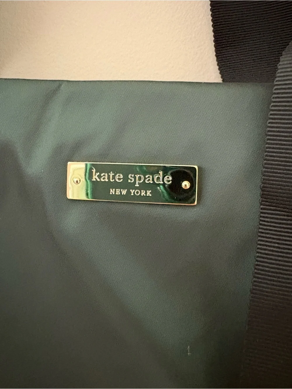 kate spade Forest Green Tote with Black Ribbon Handles